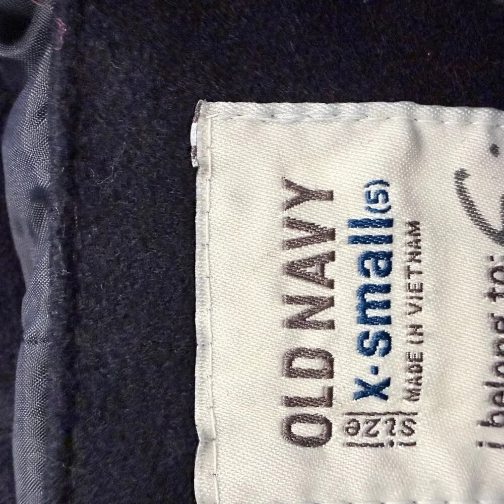 Old Navy Classic Notch Lapel Wool Blend Double-Breasted Navy Blue Peacoat XS